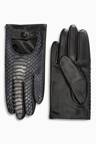 Navy Snake Effect Gloves